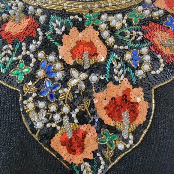Vintage Victoria Harbour Floral Beaded Long Sleeve Sweater Blouse Womens Size L - Picture 3 of 8
